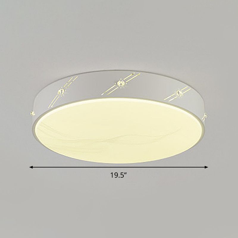 Round Ceiling Light Fixture Simple Metal White LED Flush Mount with Acrylic Diffuser for Bedroom