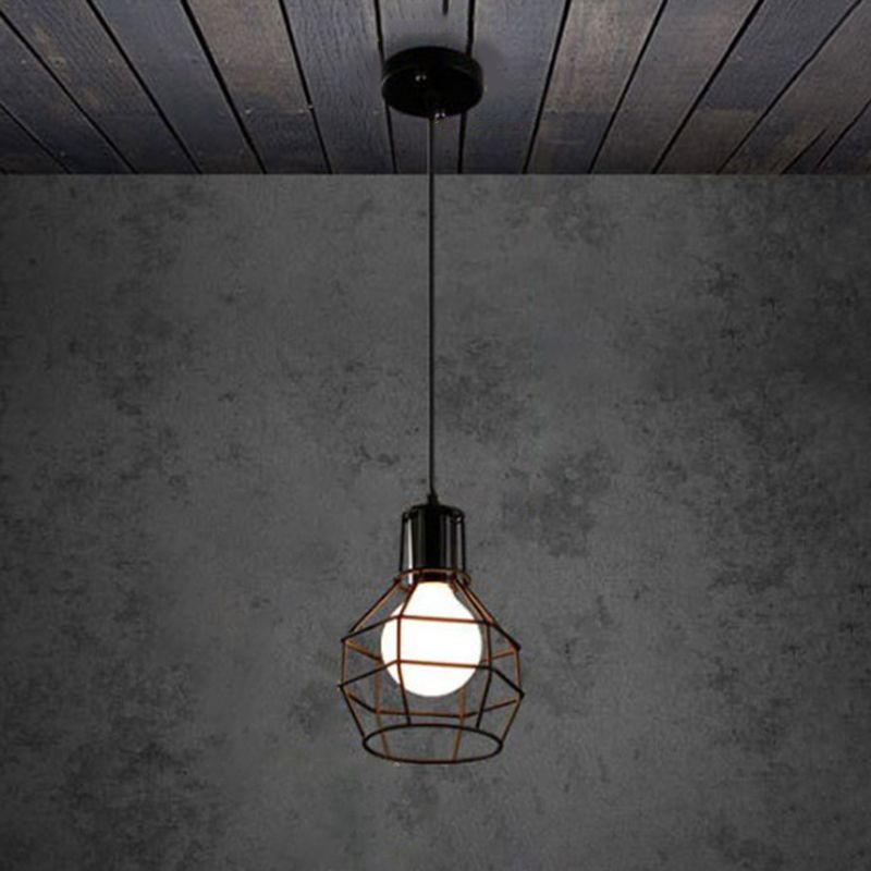 Lampada appendetta a gabbia nera a 1 illuminazione Black Cage Light Light per il corridoio