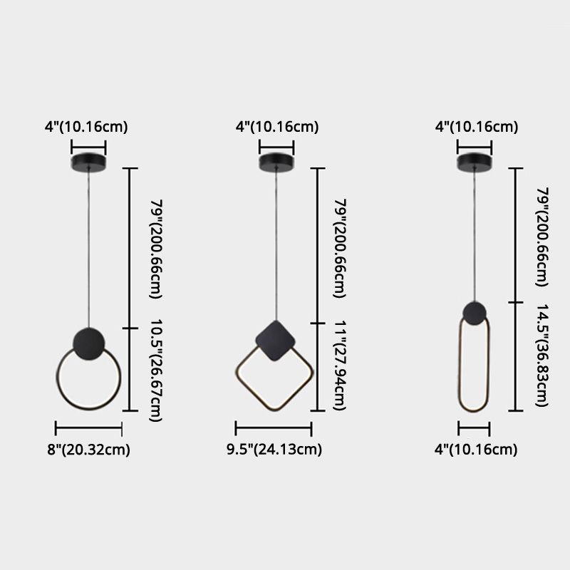 Geometric Aluminium LED Pendant Light in Modern Simplicity Wrought Iron Hanging Light with Silicone Shade