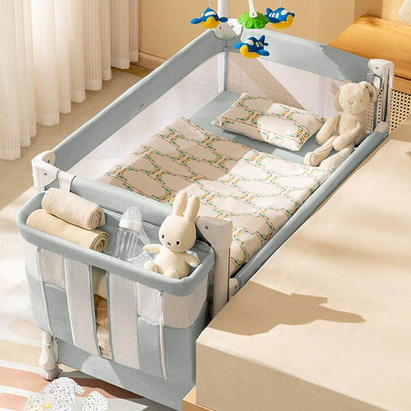 Contemporary Color Matching Nursery Bed Plastic Wheels Baby Crib