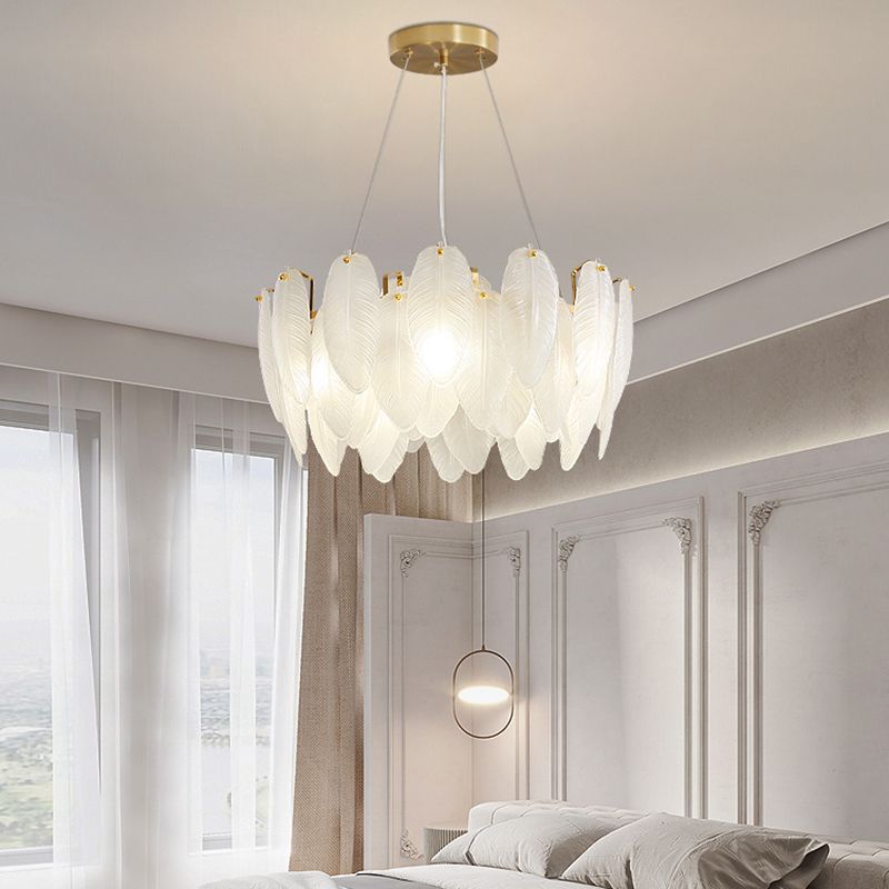 Glazen veer hanglamp armaturen moderne eetkamer hangende kroonluchter licht