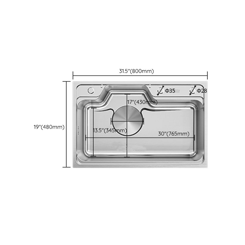 Contemporary Style Kitchen Sink Stainless Steel Drop-In Rustproof Kitchen Sink