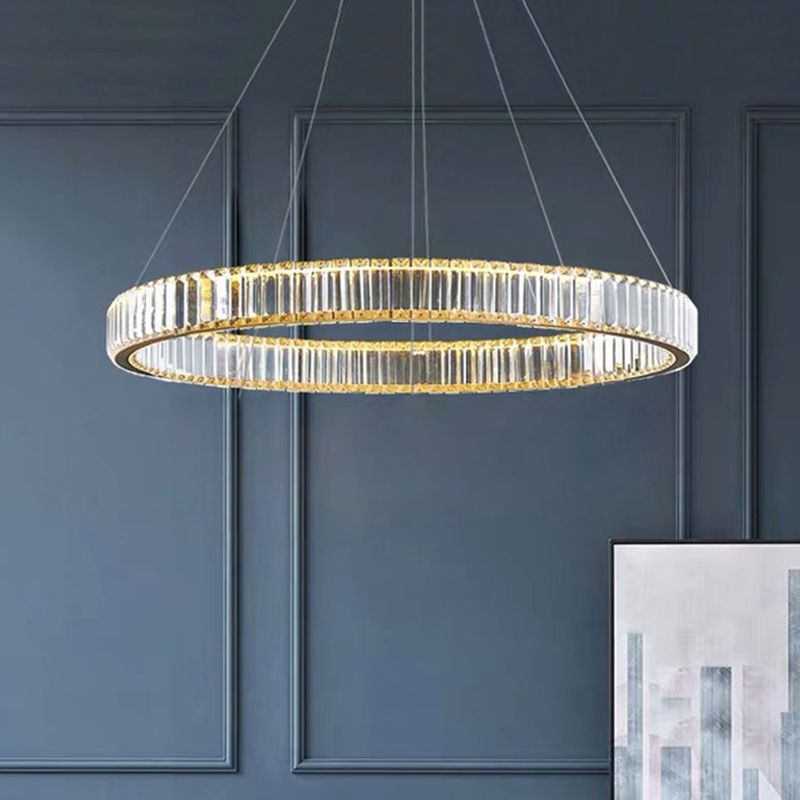 Ring à anneau ultra-moderne LED Chandelier LAMPE CRISTAL SUSPENSION PENDANT POUR LE SOIR