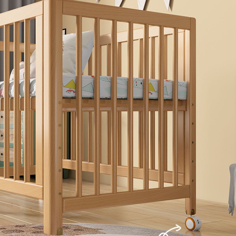 Baby Crib 2-in-1 Convertible Crib Nursery Bed with Guardrail and Casters