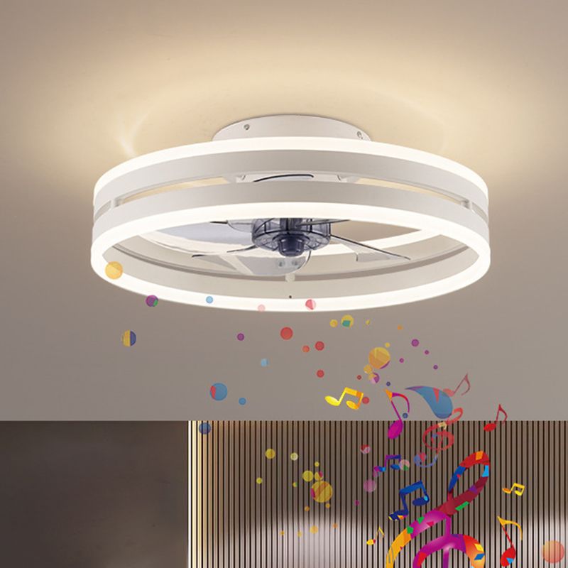 Acrylic Loop Shaped Fan Lamp Simplicity LED Semi Flush Mount Ceiling Light Fixture for Bedroom