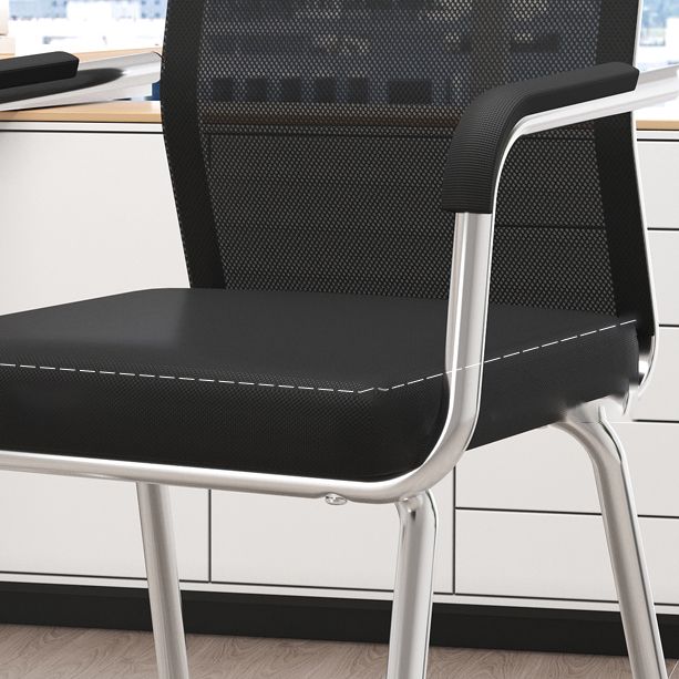 Modern Desk Chair No Distressing Fixed Arms No Wheels Office Chair