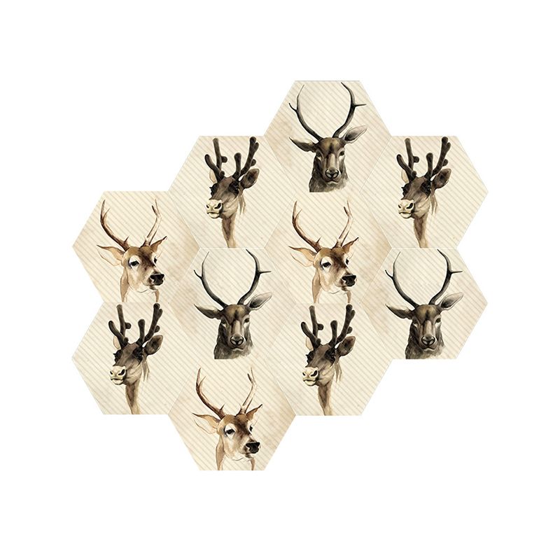 Novelty Deer Head Wallpaper Panels Black-Brown Pick Up Sticks Wall Decor for Home