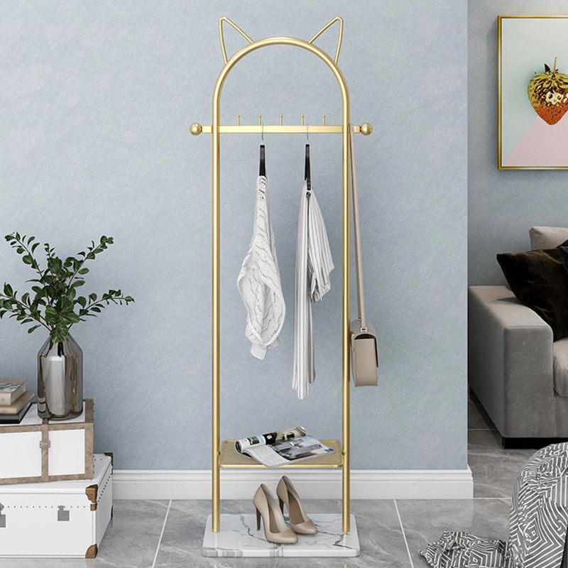 Metal Hall Stand, Hall Tree with Storage Shelf & Hanging Rail, Gold and Black