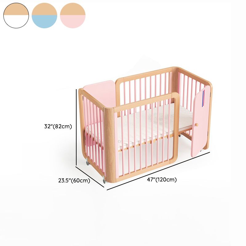 4-in-1 Folding Crib Nordic Mini Baby Crib With Mattress & Casters