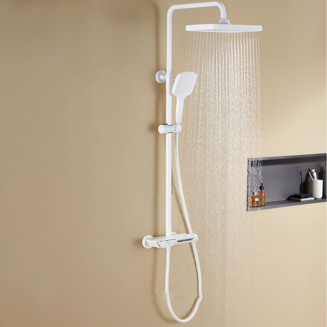 Wall Mounted Modern Square Metal Shower Adjustable Shower Head Shower Faucet