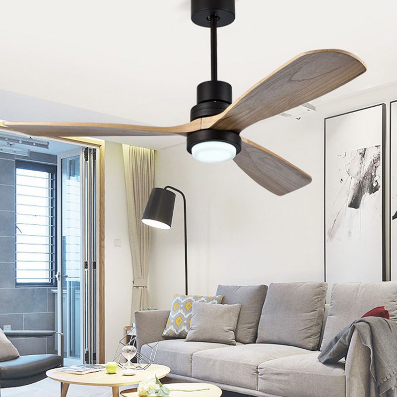 Modern Metal Ceiling Fan Light Fixture Wooden LED Ceiling Lamp for Bedroom