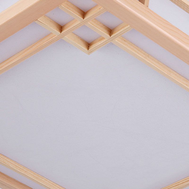 Modern Flush Mount Square LED Ceiling Light with Wood for Bedroom