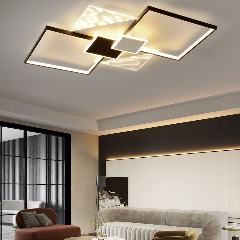 Metal Symmetric Flush Mount Lamp Simplicity LED Feather Ceiling Flush Light for Living Room