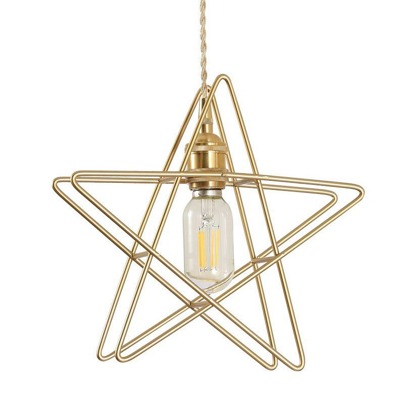 STAR -frame Iron Suspension Lighting Retro Style 1 Head Restaurant Hanglampje Licht in goud