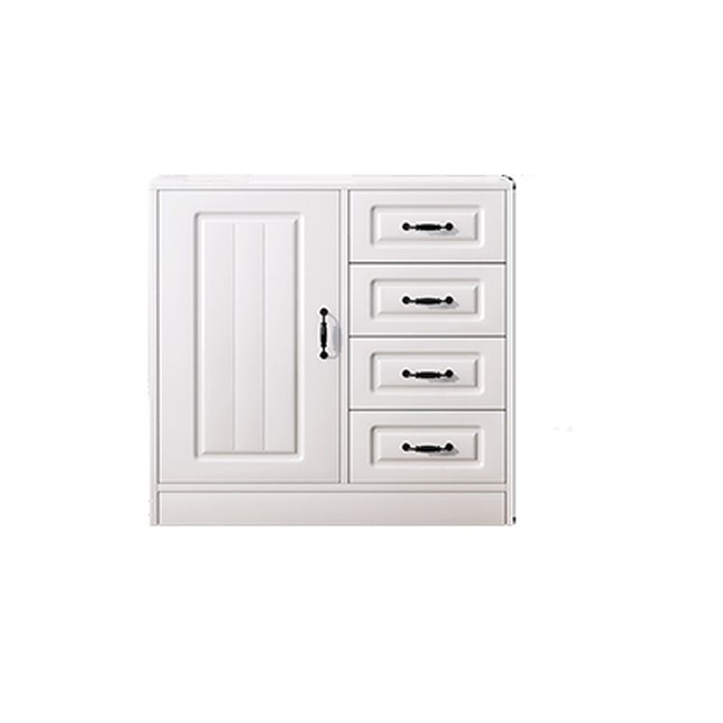 Modern White Accent Cabinet with Shelf and Wooden Drawers Cabinet