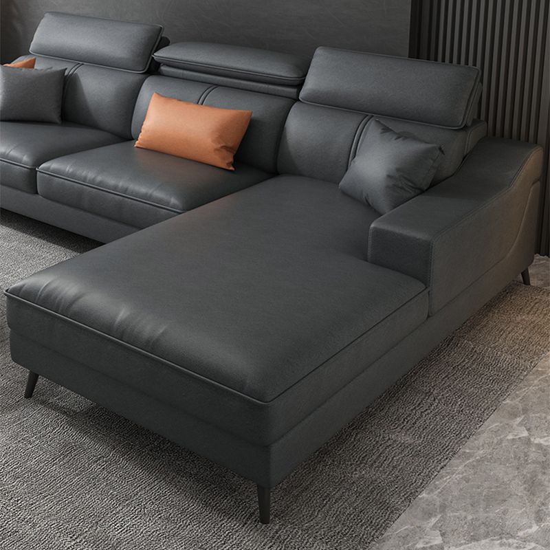 Modern Cushion Back Sectionals 35.43"H Modern Sloped Arm Sofa and Chaise