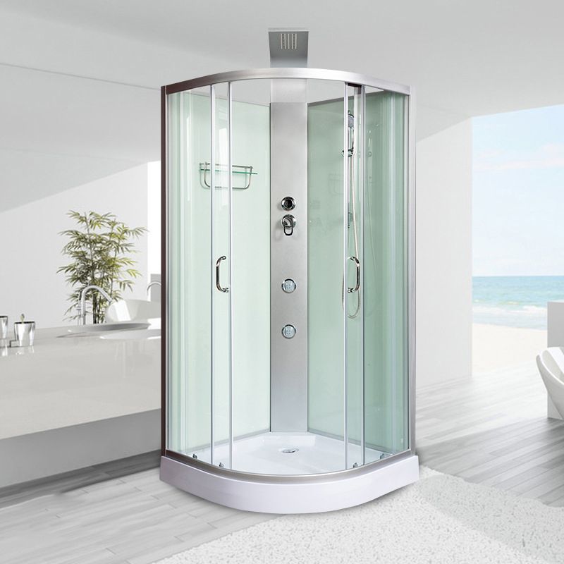 Double Sliding Shower Stall Semi-Frameless 82.5" H Shower Stall in White