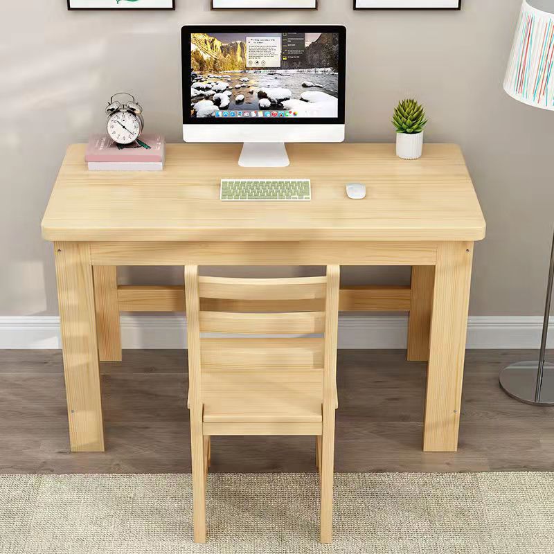 Natural Child Desk and Chair Modern Home Kids Writing Desk in Pine Wood