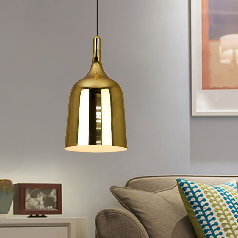 Bell Living Room Hanging Light Industrial Style Iron 1-Bulb Gold Finish Ceiling Suspension Lamp