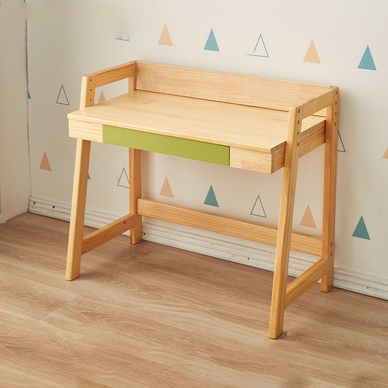 Modern Solid Wood Desk and Chair Kids Adjustable Desk with Drawer