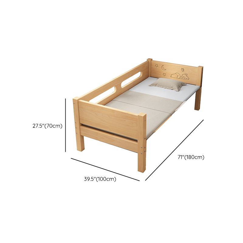 Contemporary Solid Wood Standard Bed Panel Headboard Kids Bed with Guardrail