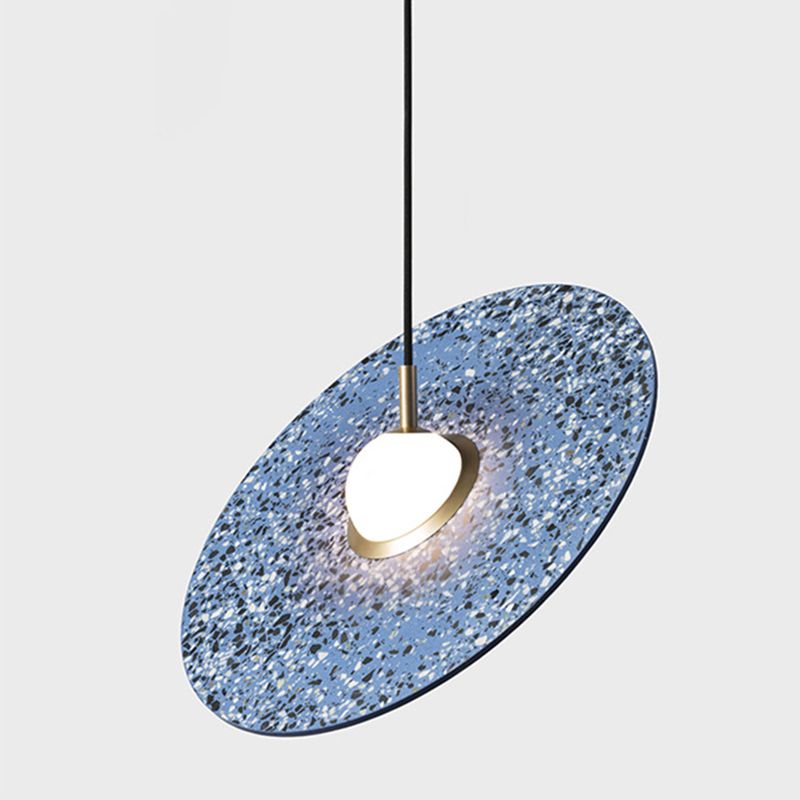 1-Light Hanging Light Fixture Modern LED Pendant Lamp with Stone Shade for Bedroom