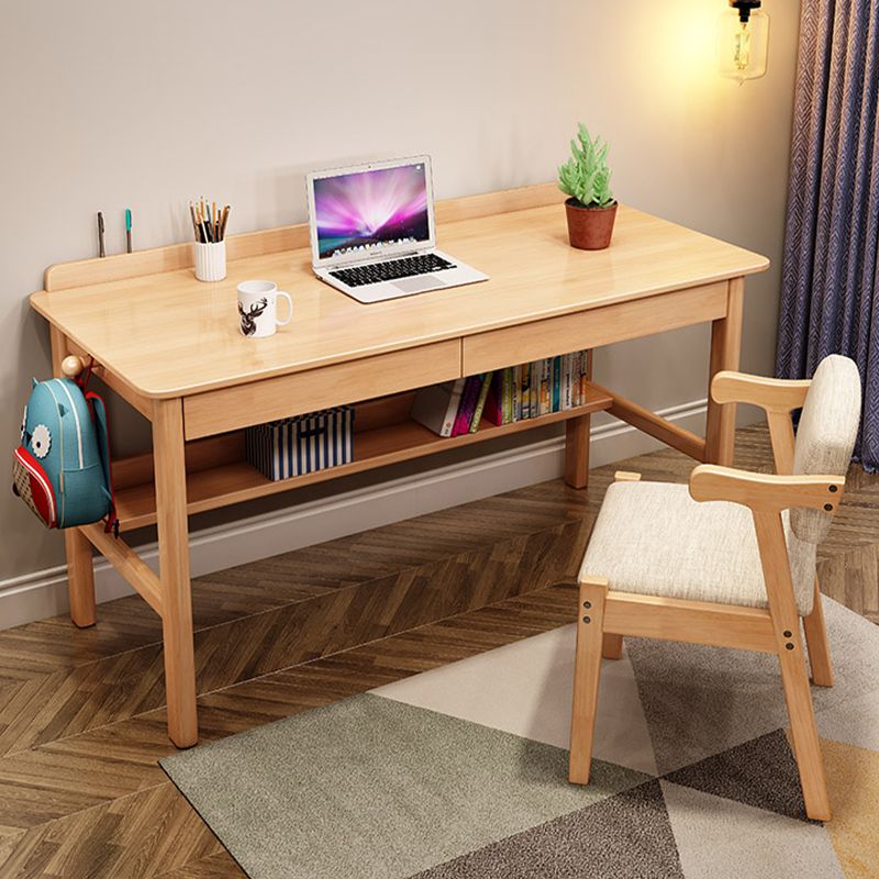 Modern Style Wooden Writing Desk Rectangular Shape Task Table with 2-Legs for Home