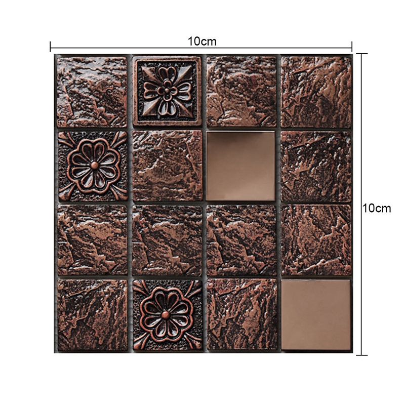 Modern Mosaic Tiles Wallpaper Panel Coffee Stone Look Adhesive Wall Decor, 60 Pieces