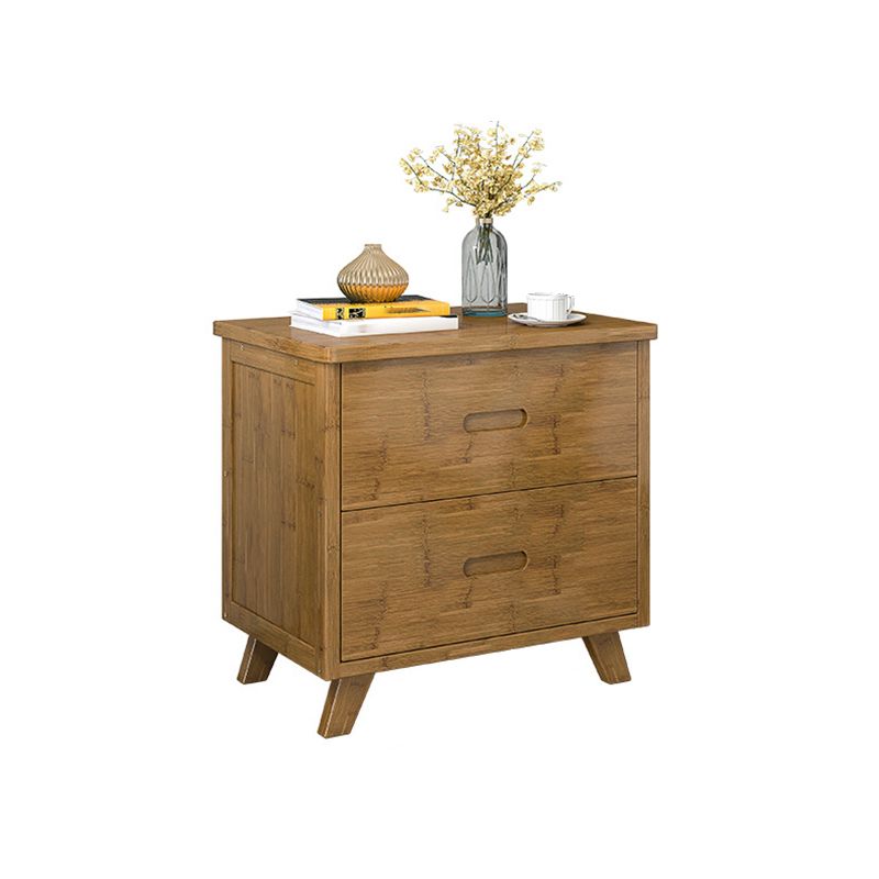 Modern Open Storage Night Table Solid Wood Brown Nightstand with Legs