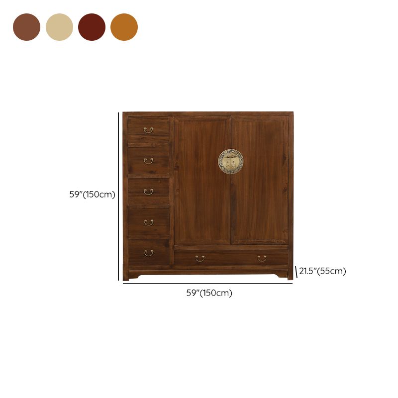 Modern Style Wardrobe Armoire Solid Wood Wardrobe Cabinet With Doors and Drawers