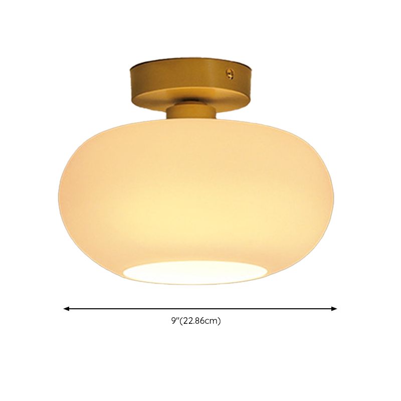 Contemporary Ceiling Light White Glass Shaded Flush Mount Lighting for Foyer