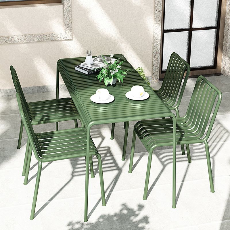 Contemporary Green Iron Patio Table Outdoor Rectangle/Square Patio Table