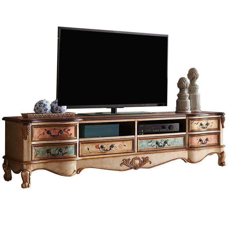 Traditional Media Console Solid Wood TV Stand Console with Legs