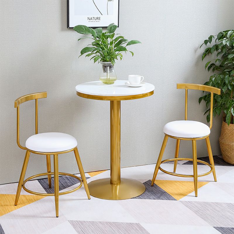 Glam Marble Counter Table with Round Table Top Gold Pedestal Table - 21.65'' Round