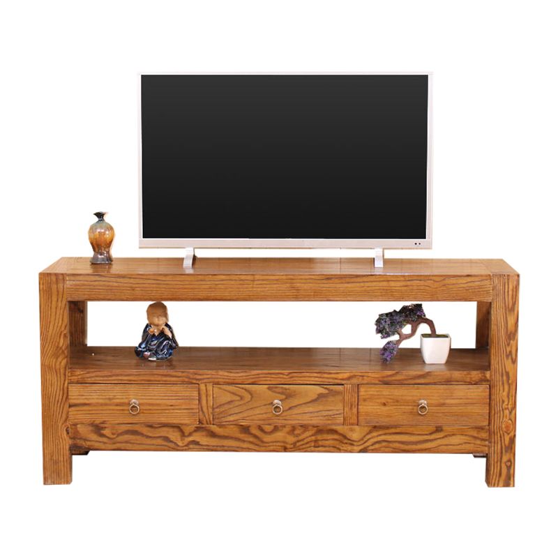 Contemporary Style TV Stand Elm Wood TV Cabinet with Drawers