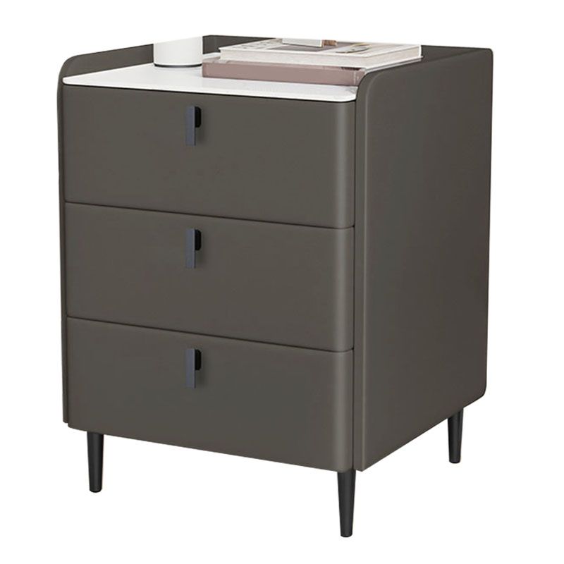 Contemporary Stone Bedside Cabinet with 3 Drawers for Bedroom