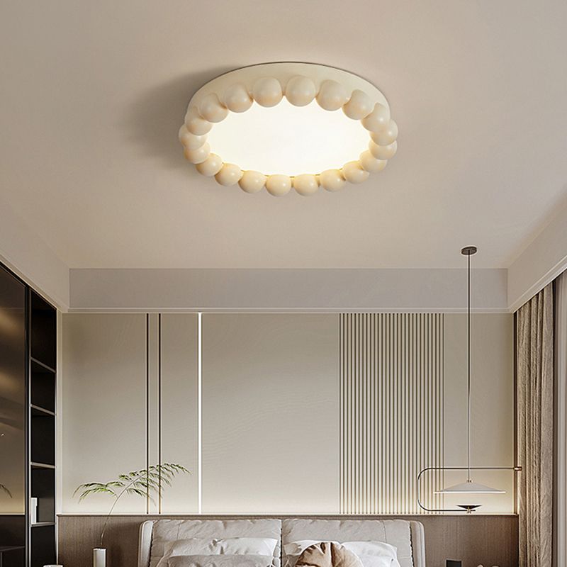 Contemporary LED Round Flush Mount Resin and Acrylic Ceiling Flush in 3 Colors