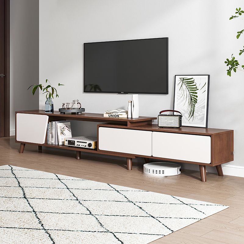 Scandinavian TV Media Stand with Drawers Engineered Wood TV Stand