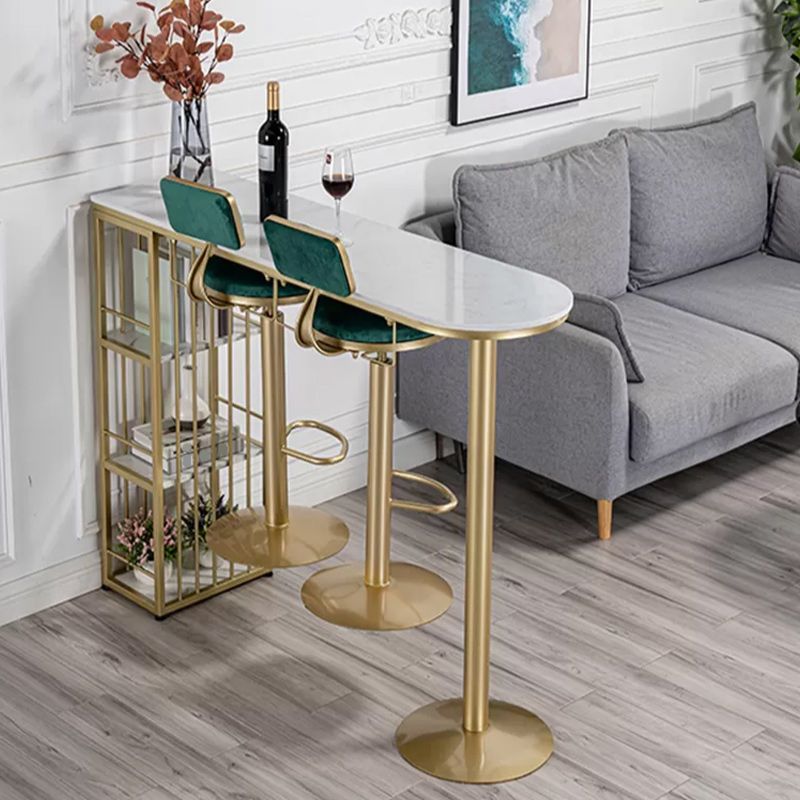 Glam Bar Table 42-inch Height Artificial Marble Top and Iron Pedestal Pub Table