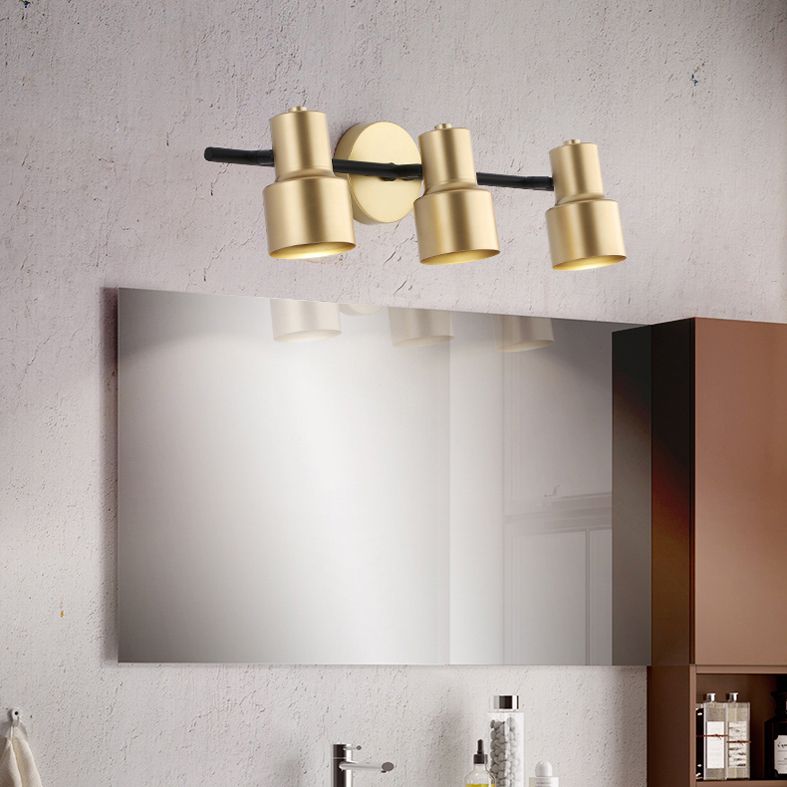 Luz de pared LED de oro en el estilo moderno conciso de hierro forjado aplastador de pared rotatable para el baño