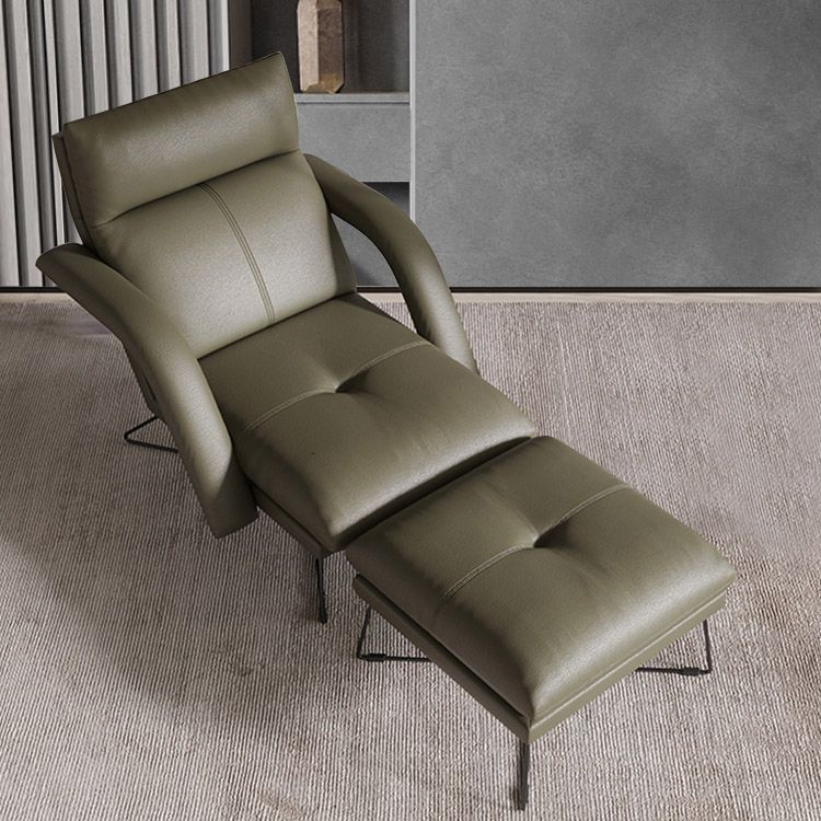 Metal Frame Standard Recliner Solid Color Leather Recliner Chair with Ottoman