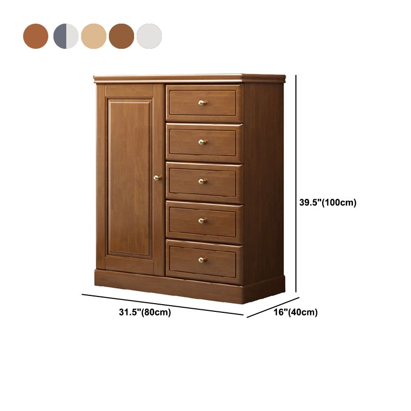 16" W Modern Rubber Wood Combo Dresser Vertical Storage Chest with Drawers and Door