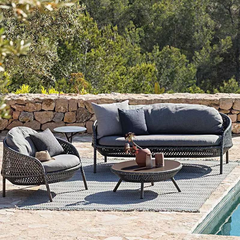 Contemporary Patio Sofa Water Resistant Cushions Outdoor Patio Sofa