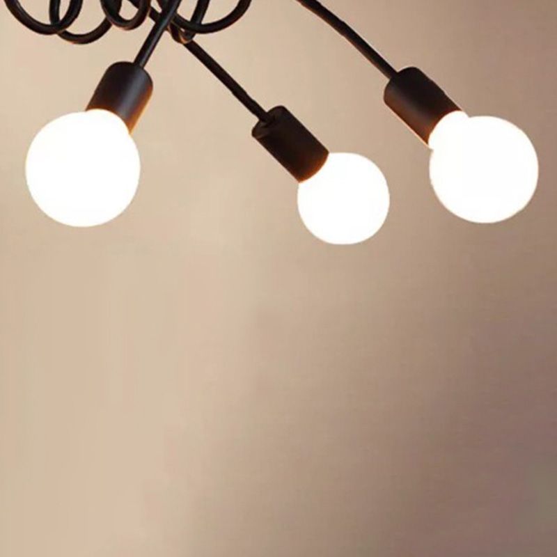 Open Bulbs Design Iron Ceiling Light Modernist Semi Flush Mount Ceiling Light for Dining Room