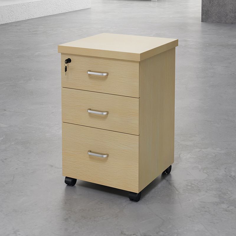 Contemporary File Cabinets Solid Wood Frame Key Lock File Pedestal