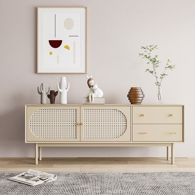 Rattan Living Room Sideboard Cabinet Modern Credenza with Storage and Drawer