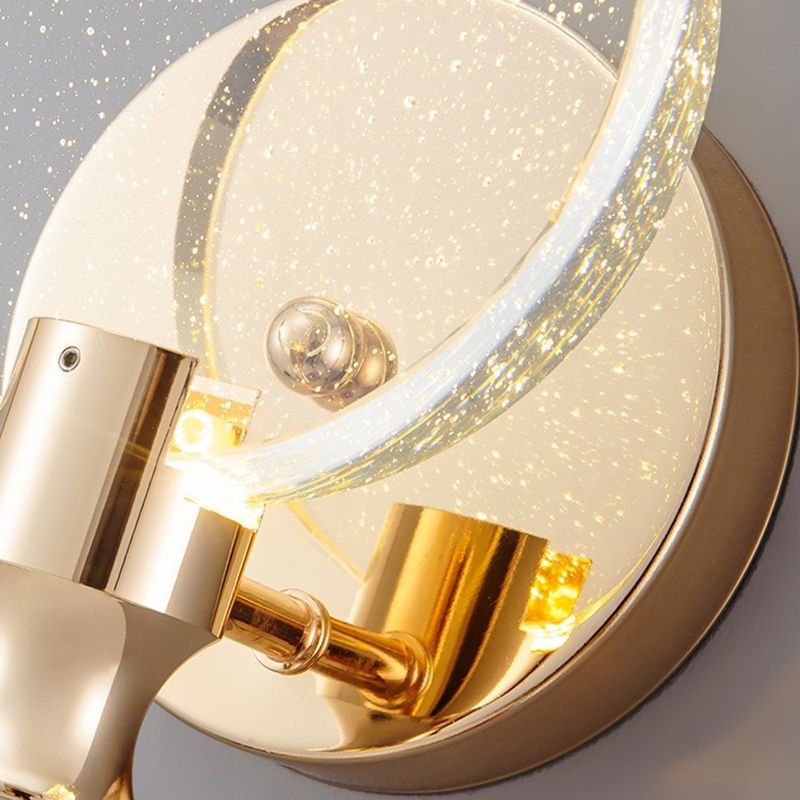 Nordic Style Vanity Light Circle Shape Vanity Lamp with Crystal Shade for Shower Room