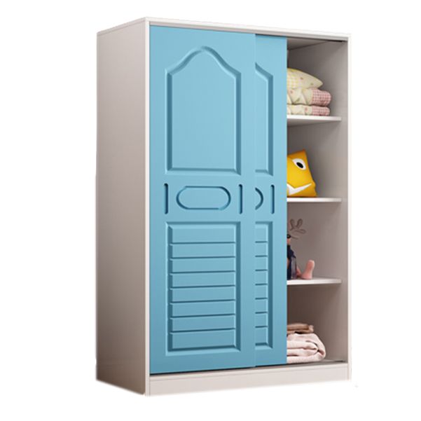 Manufactured Wood Kids Closet Contemporary White Armoire Cabinet with 1 Sliding Door