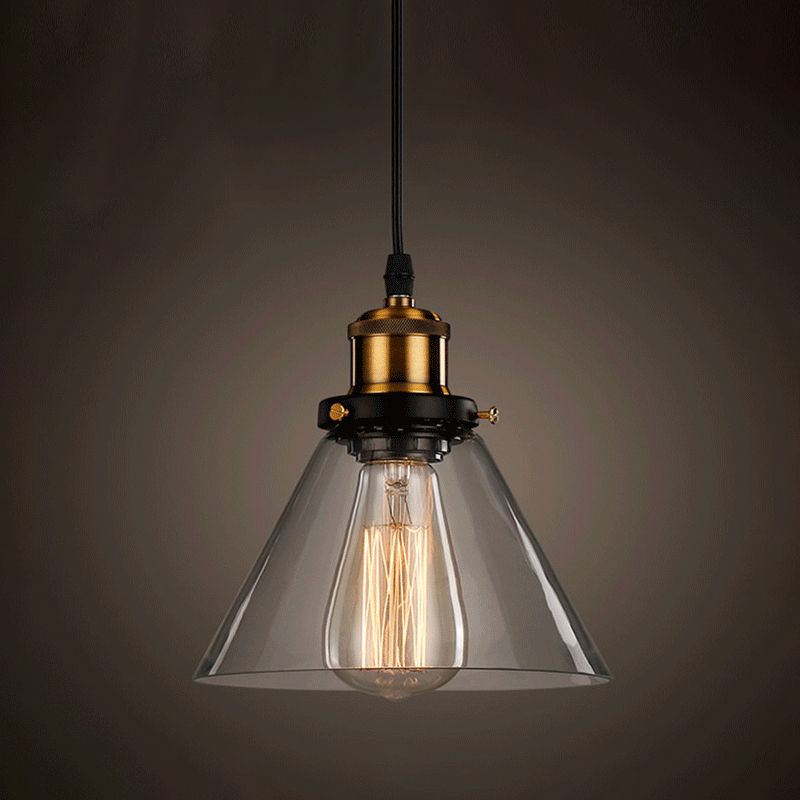 Single Light Industrial Style Pendant Light Fixture Glass Hanging Light