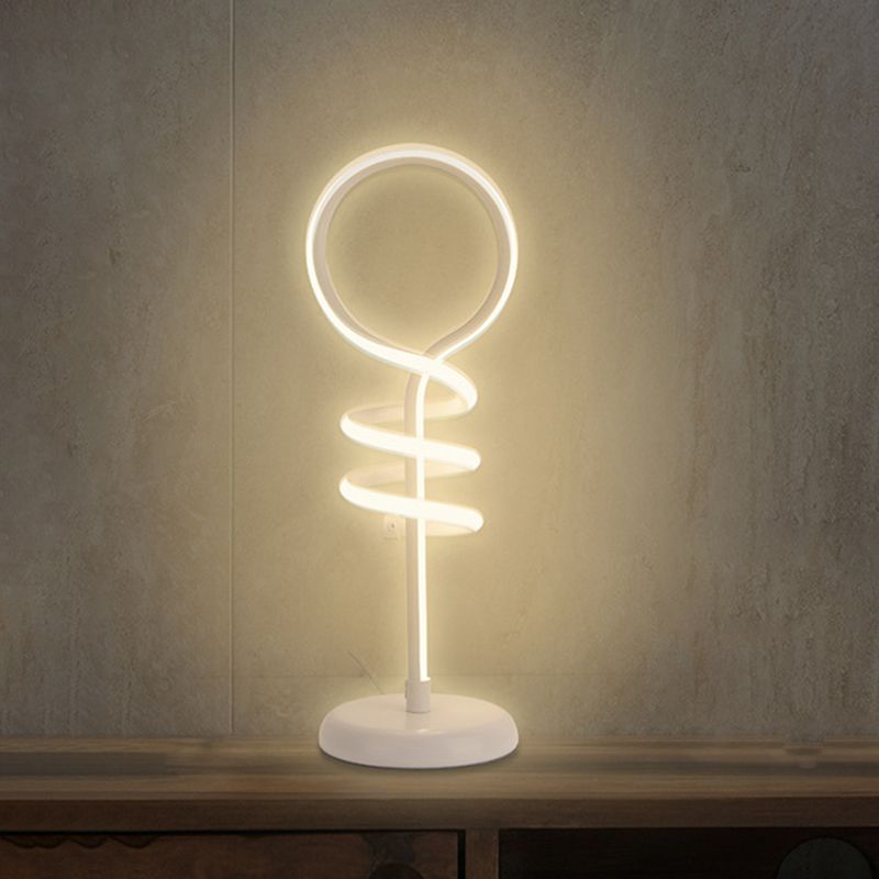 White Lollipop Desk Light Contemporary LED Acrylic Reading Lamp with Spiral Design in Warm/White Light